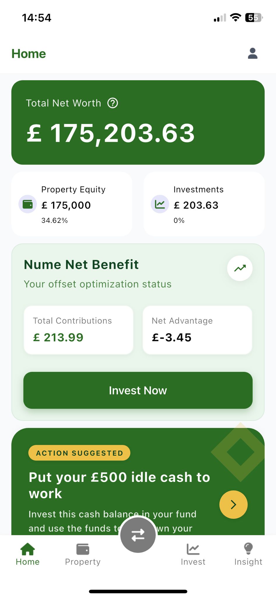 Nume app dashboard screenshot